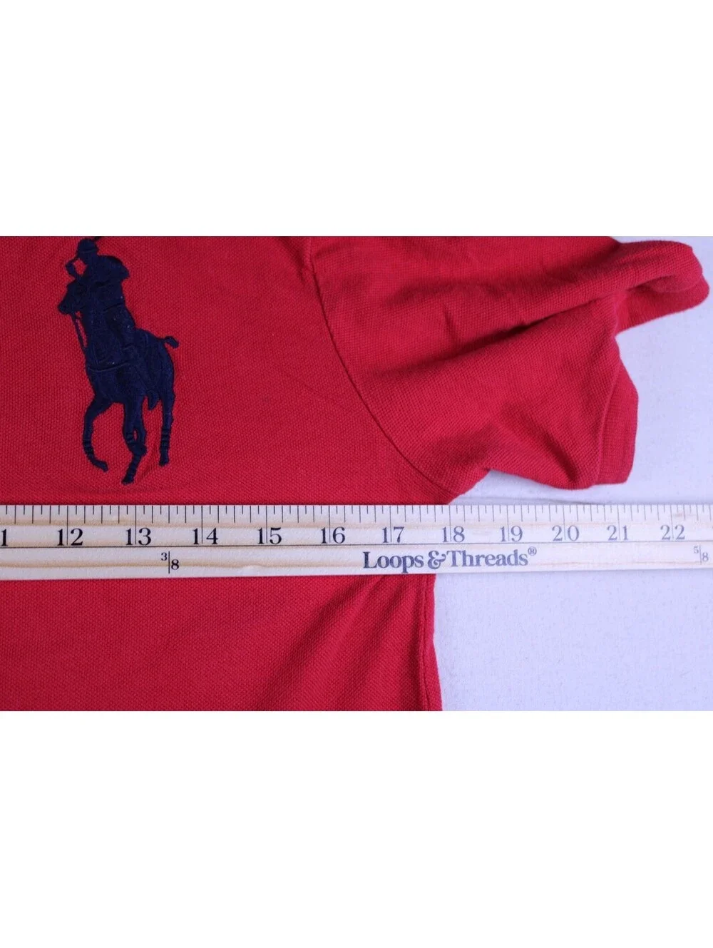 Polo Ralph Lauren Polo Red Shirt Blue Big Pony Embroidery Logo Youth L 14-16